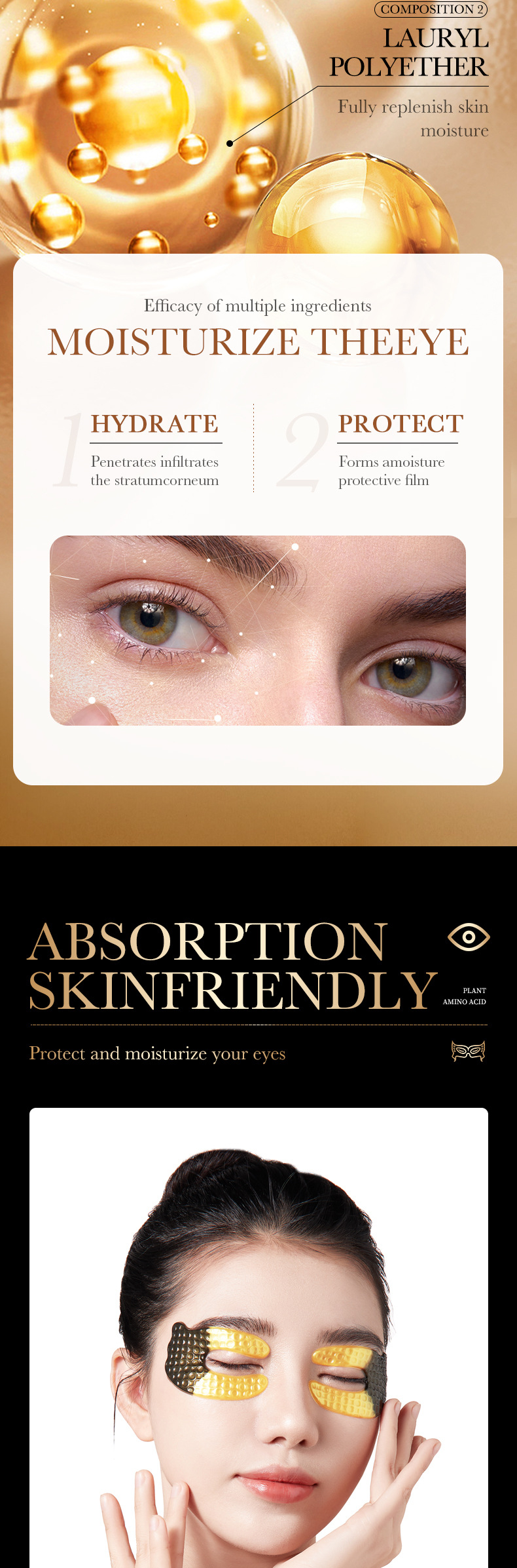 Black ZOZU Gold Truffle Moisturizing Multi Effect Eye Mask in Full English_voghion.com