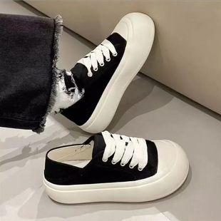 Two-Wear Slip-On Slip-Ons 2025 New Casual White Shoes for Women, Ugly and Cute Big-Toe Bread Shoes for Women