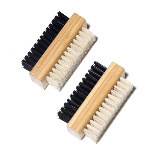 Cross-border in stock bamboo bristle double-sided shoes cleaning brush finger seam cleaning tool nylon nail brush