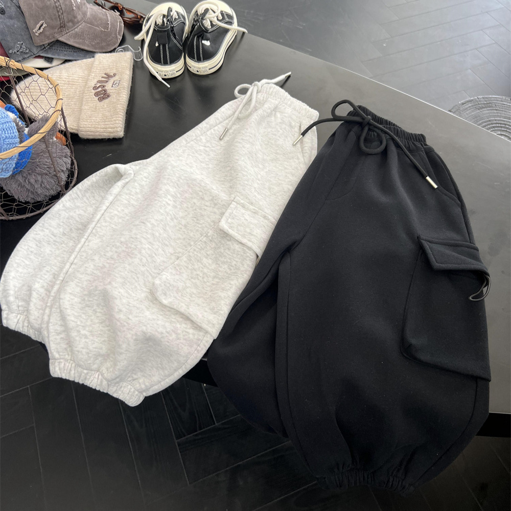 Pantaloni da lavoro americani da esterno per ragazzi autunno 2024, nuovi pantaloni morbidi e grandi con tasche, tinta unita, allacciati alla caviglia, lunghi_voghion.com