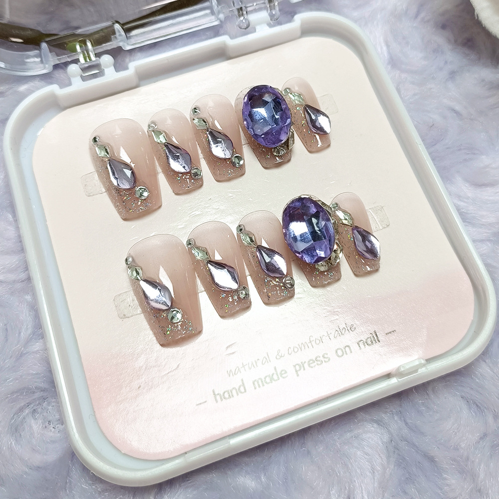 Código 10 piezas de uñas de uñas de uñas de flash más vendidas con incrustaciones de diamantes image 2