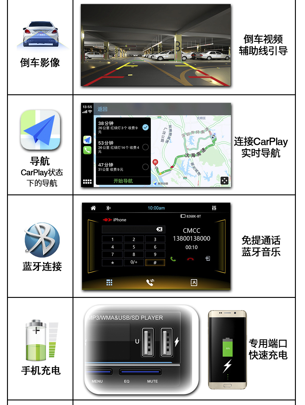 T100W 7inch Car Mp5 Player Single Spindle Wireless Carplay Manual Retractable Screen Car Bluetooth Radio