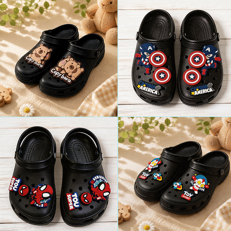 New Style Clog Shoe Charms Capybara Spider-Man Rotatable Shoe Decoration Accessories Pvc Soft Rubber Shoe Charms Detachable