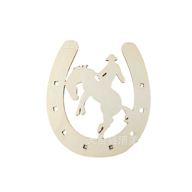 Cuatro tipos de registro herradura madera hueco chips DIY tallado colgante artesanía personalizada 24 unidades un paquete