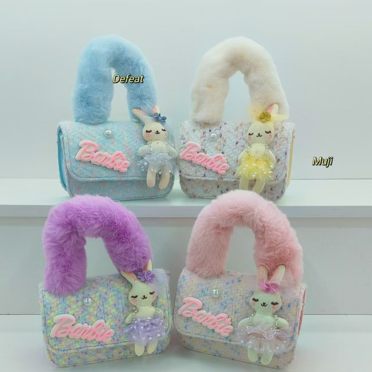 Bonita bolsa de peluche de conejo, bolsa de princesa, bolsa de hombro, bolsa de cinturón, bolsa de cambio, bolsa de accesorios, niña