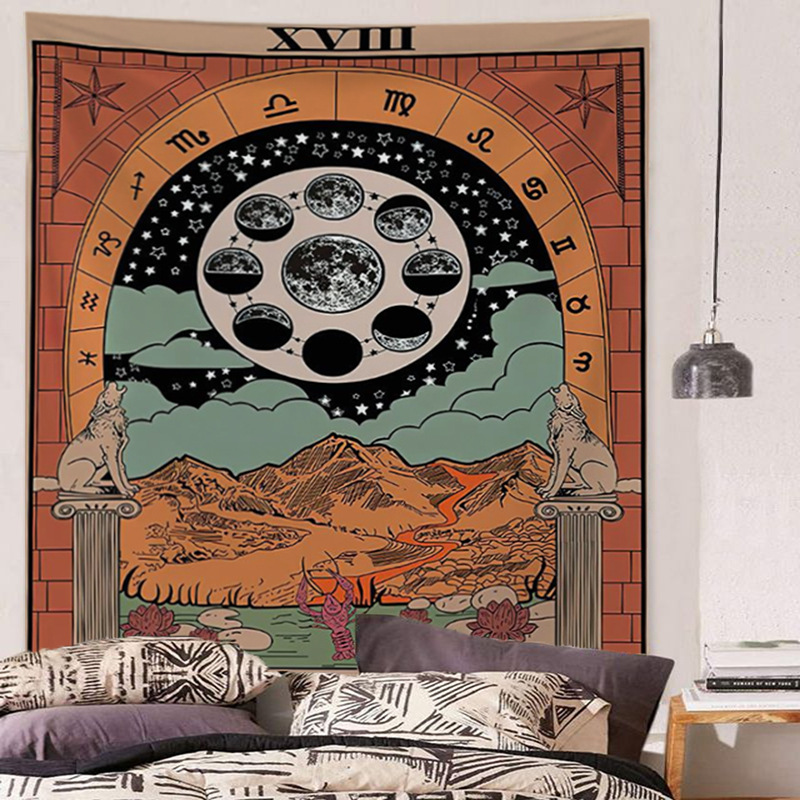 New Tarot Sun Moon Background Hanging Cross-border E-commerce Constellation Mythology Character Tapestry Art Wall Rug