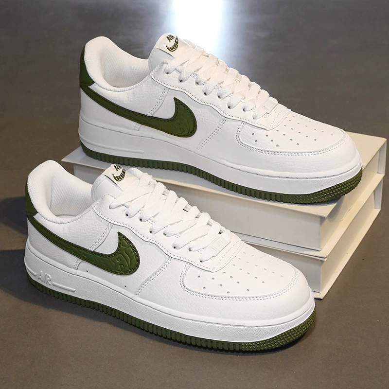 Nike Official Putian Factory Aj Men's Shoes Low-Top Oil Green Air Force One Sports Sneakers Af1 White Shoes for Women