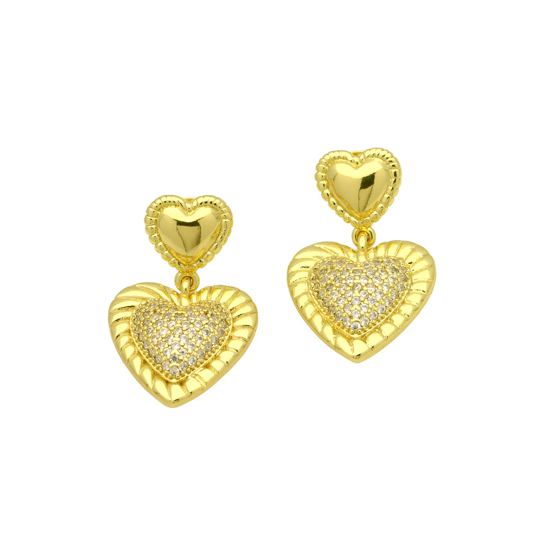 8g Weight Brass Ear Needle Material Zircon Inlay Material Drop Earrings, Ear Studs Classification 1 Pair Quantity Daily, Street Occasion Copper Material Heart Shape Pattern Women's Gender Inlay Design Sweet, IG Style Style 1 Pair Sweet IG Style Heart Shape Inlay Copper Zircon Drop Earrings Ear Studs 5