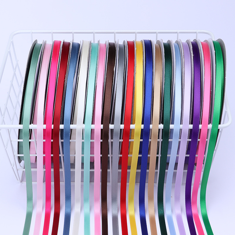 6mm poliéster con arco DIY cinta boda etiqueta marcador ropa cuerda de satén caja de regalo embalaje cinta delgada