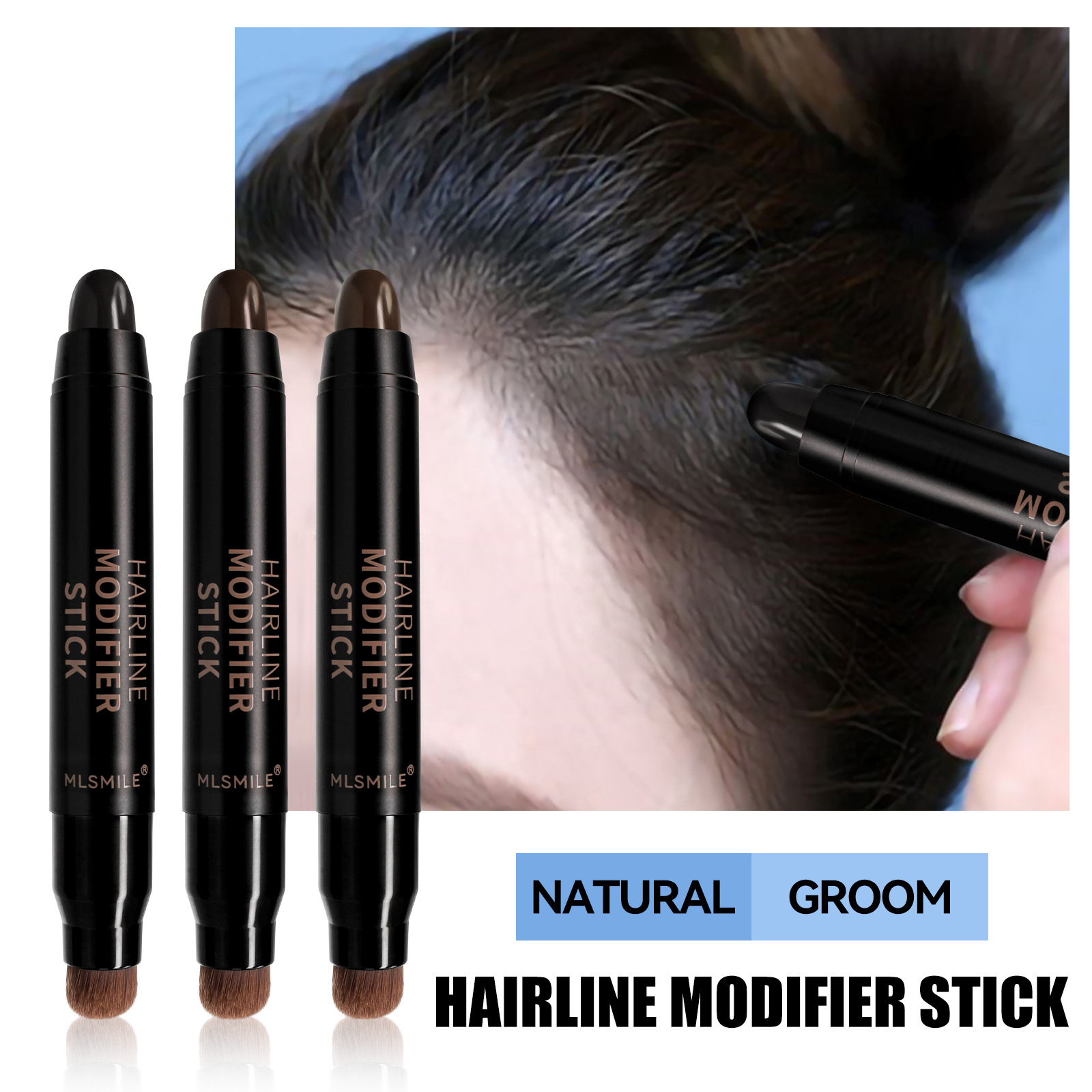 跨境双头美发笔临时遮盖白发填充鼻影阴影修容棒额头侧影发际线粉