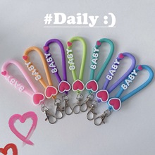 爱心钥匙扣挂绳卡通手腕带PVC皮绳挂件带子吊绳硅胶手环软胶手绳