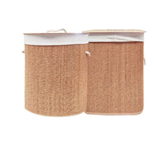 新品 竹子编织脏衣篮带提手可折叠带盖衣物玩具收纳筐脏衣洗衣篮