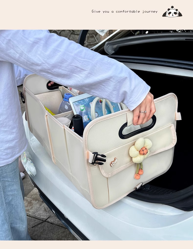 Car Trunk Storage Box Women's Car Storage Box Cute Foldableing Travel Large Capacity Storage Basket Multi-Function