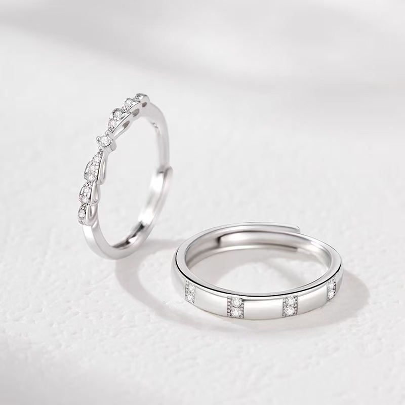 方糖蝴蝶結情侶對戒戒指小眾設計定情信物七夕禮物送男女朋友