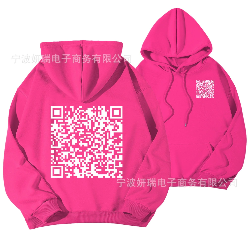 Кросс-бордерные толстовки для мужчин и женщин, смешной худи с QR-кодом FU, худи с QR-кодом, забавно