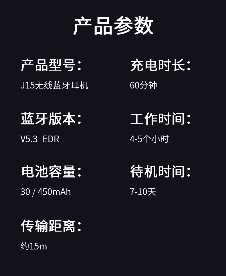 爆款j15数显降噪无线蓝牙耳机长续航亚马逊2023新款私模工厂批发详情11