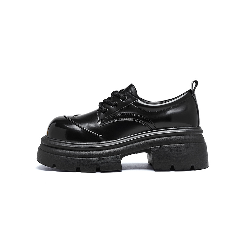 Zapatos de Lefour para mujeres 2026 nuevo estilo de primavera retro estilo británico con zapatos de cuero de lana gruesa zapatos de tacón único