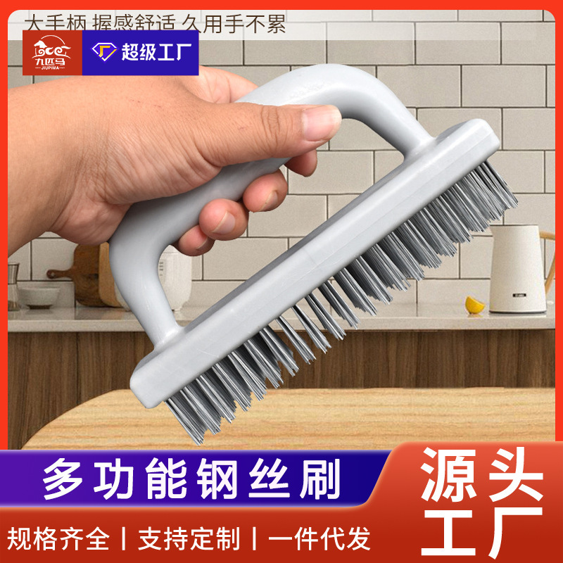 卸売りワイヤーブラシ亜鉛メッキ銀糸プラスチック柄4列5列7列ワイヤーブラシ洗浄除錆研磨工業ブラシ|undefined