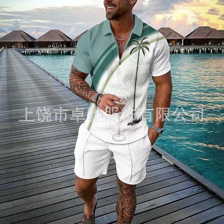 2025POLO ジッパーシャツ半袖スーツ独立系越境欧米紳士服新作独立系供給カジュアルスポーツ|undefined