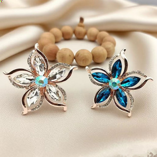 Korean Crystal Flower Three-Ring Scarf Buckle Pearl Flower Scarf Buckle Brooch Dual-Use Simple Shawl Buckle Accessory