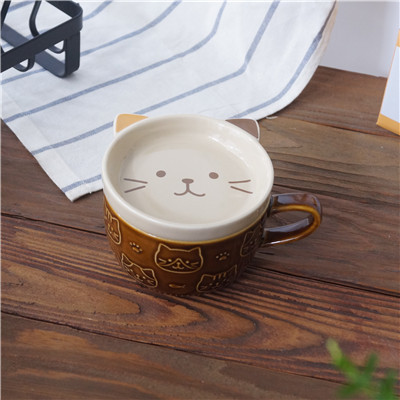 Japan Hapi CAT Mack Cup con tapa suave gatito taza de café desayuno taza de leche taza de agua