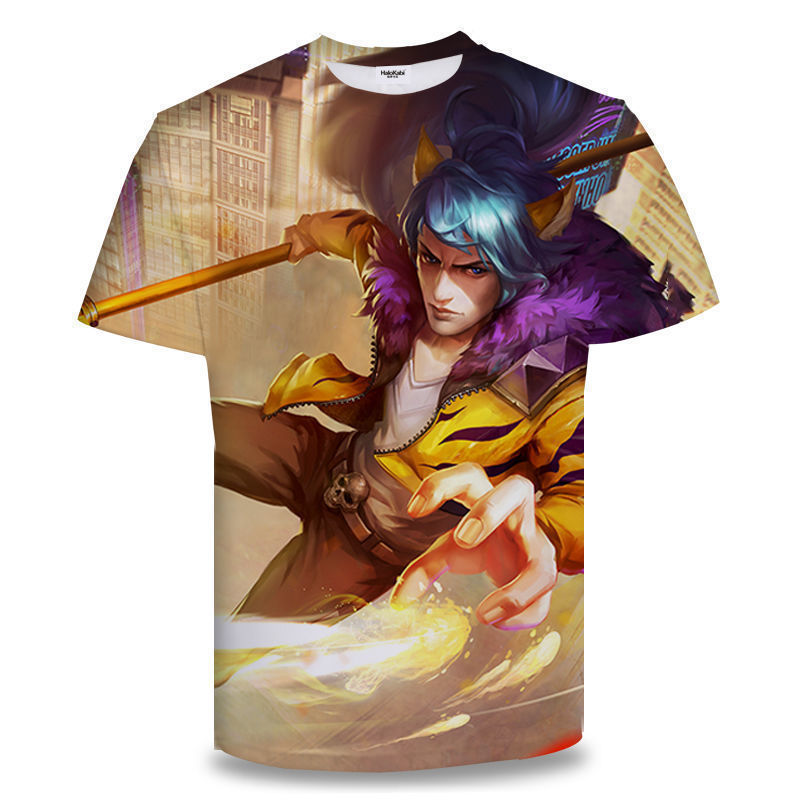 Camiseta de manga corta con estampado digital bidimensional de verano 3d verano para adolescentes y niños juego de gloria para hombres