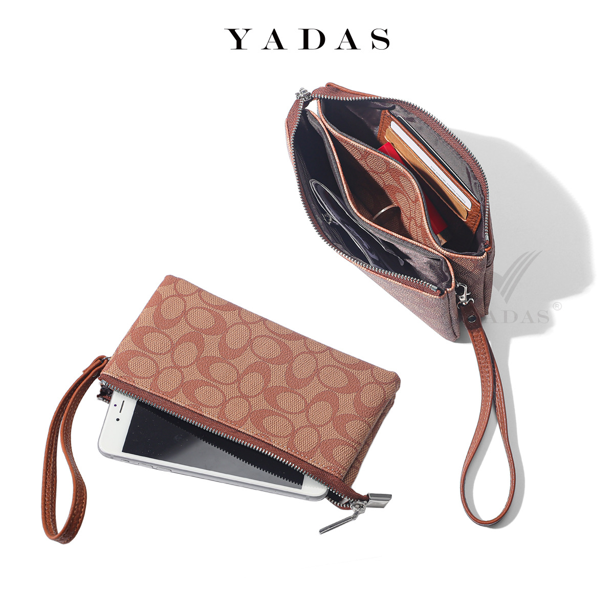 YADAS bolso mayorista damas comercio exterior nuevo clásico impresión ovalada patrón viejo zipper bolso de pulsera atmósfera pu
