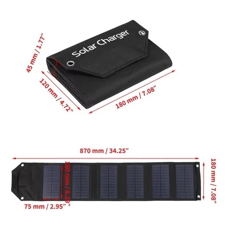 Panel solar 10W 15W 20W bolsa solar plegable portátil al aire libre mochila cargador de teléfono móvil
