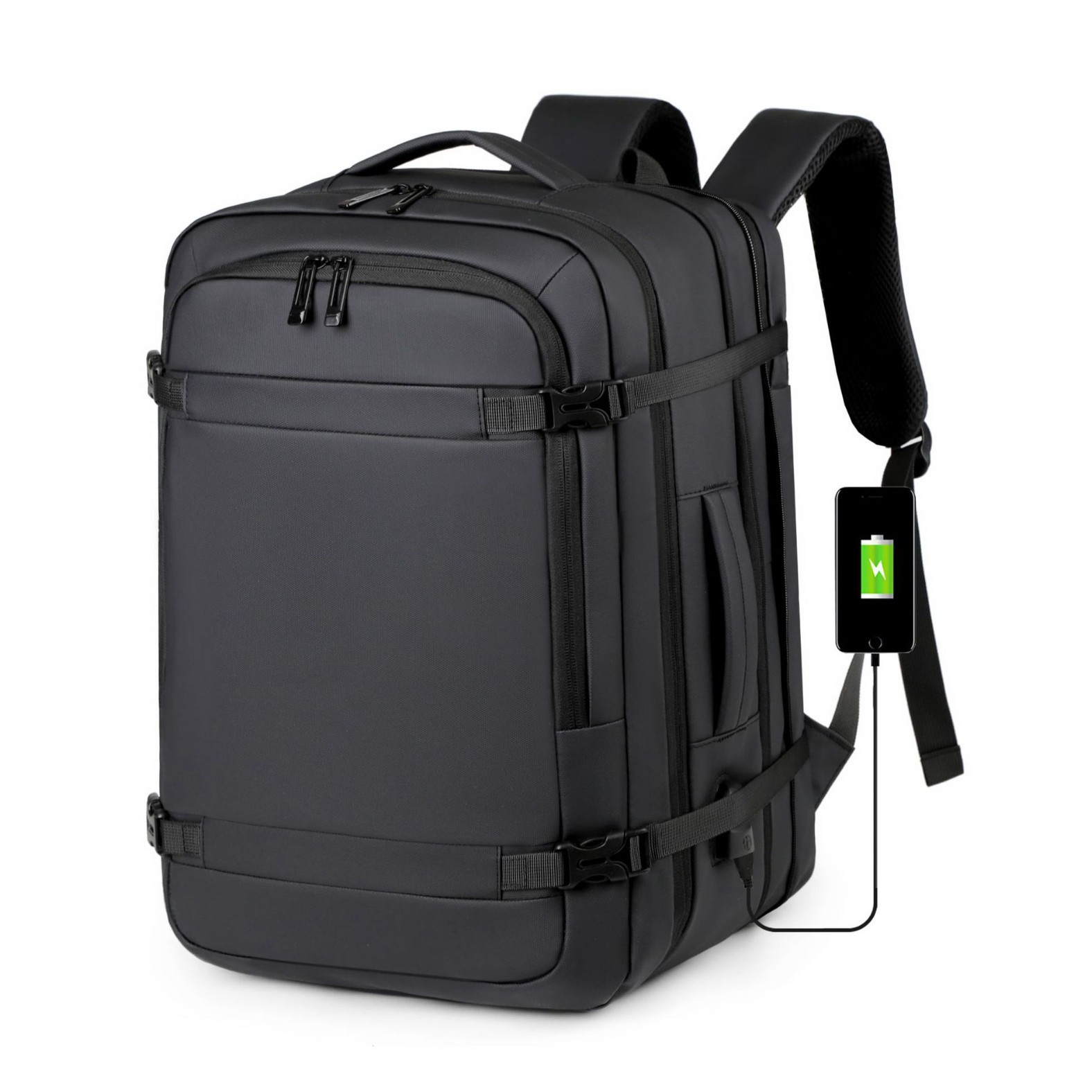 Mochila de Negocios para Laptop de Tela Oxford, Impermeable, Expandible, Carga USB, para Viajes de Negocios image 6