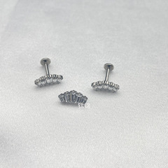 Titanium inlay F136 titanium alloy pentagonal drill zirconium crown ear stud lip piercing 16G ear bone piercing jewelry wholesale