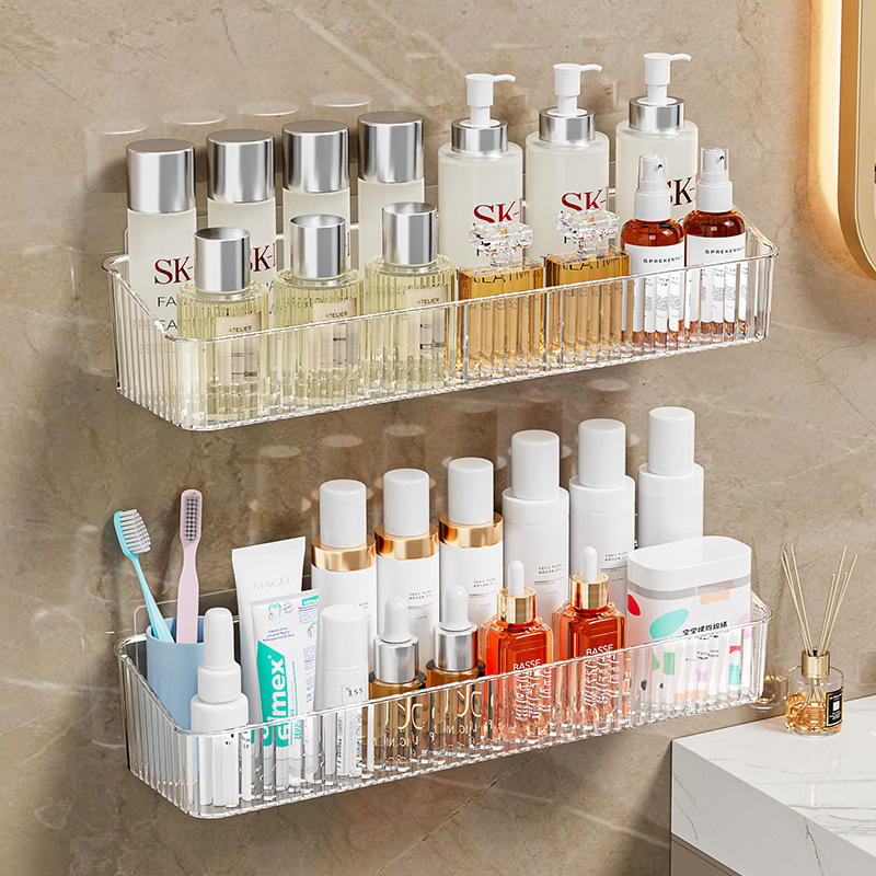 Bathroom Storage Rack, Bathroom Toilet Washroom, No-Drill Wall-Mounted Washstand, Wall-Mounted Cosmetics Storage Shelf