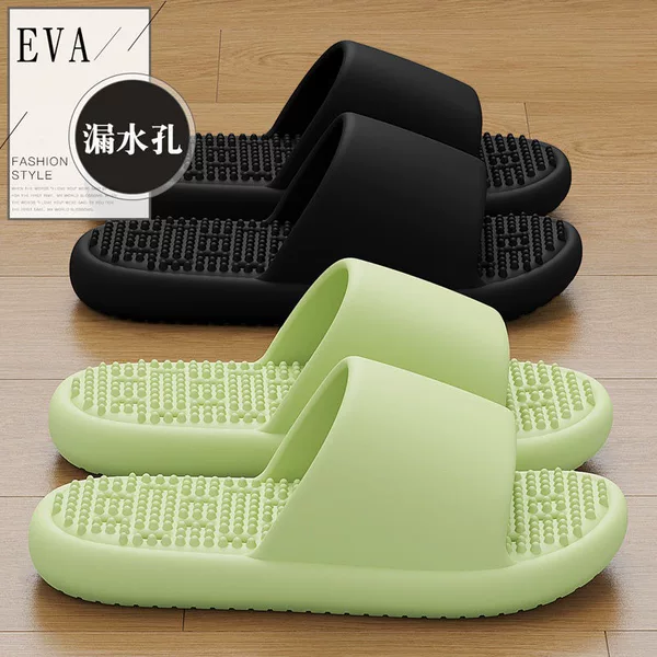 Couple's Non-slip Leakage Slippers Women's Summer Breathable Simple Bath Hotel Soft Bottom Bathroom Slippers Men's Hollow