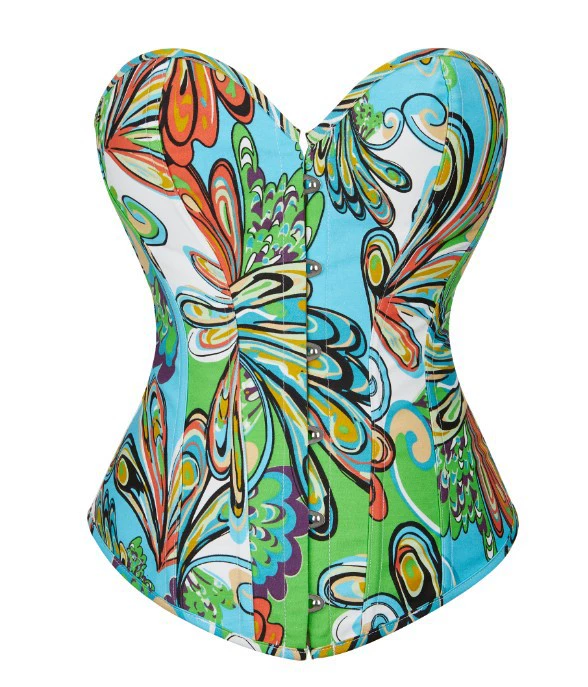 Джинсовый корсет в стиле ретро подкультуры, абстрактная油 живопись pattern butterfly, корсет palace, топ с костяком, женский