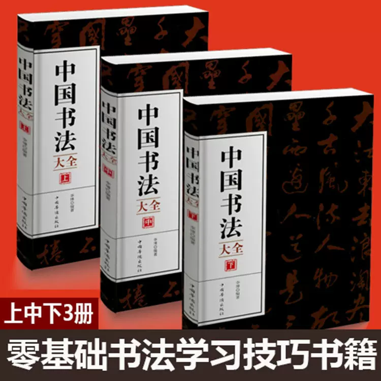 中国书法大全（上中下3册）初学者学习练习毛笔书法基础教程教学