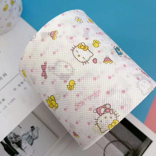 Printed Roll Paper Kitten Printed Paper Student Home Use Sanitary Paper with Core Roll Paper Toilet Paper Roll Toilet Paper