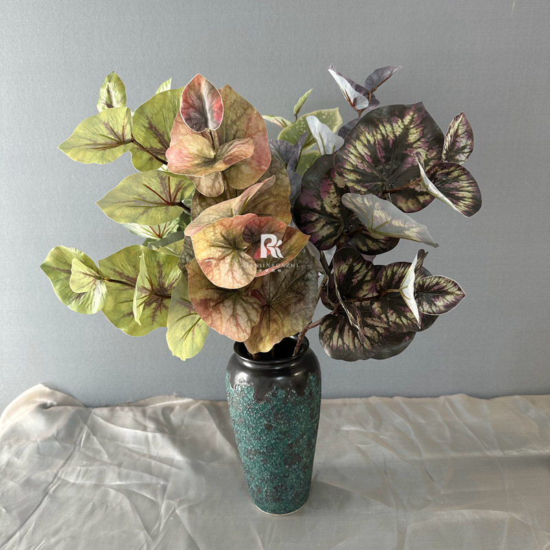 高品質單只荷葉仿真植物豆瓣葉婚慶酒店軟裝飾婚禮造景插花配草