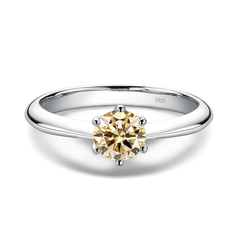 Anillo de plata esterlina de 2 quilates T s925 anillo de piedra de moissanita anillo de dama anillo clásico de seis garras anillo de propuesta de boda