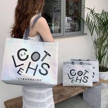 镭射手提袋无纺布袋服装店袋子衣服包装袋单肩背女装鞋高档购物袋