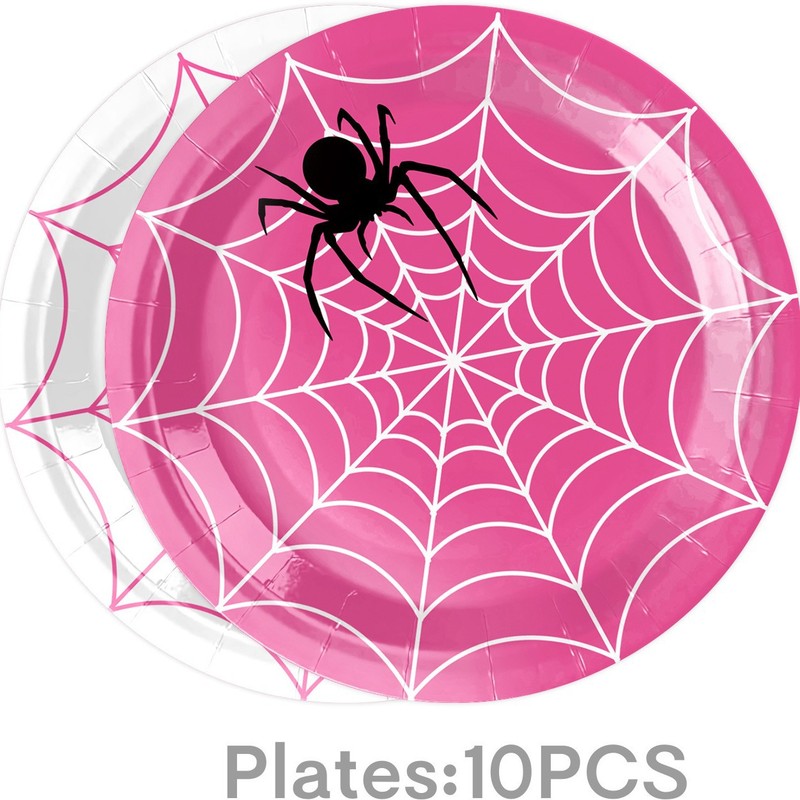 新しいピンクのスパイダーマンをテーマにした誕生日パーティーラテアート吊り下げレインフラワーカーテン食器セット雰囲気装飾|undefined