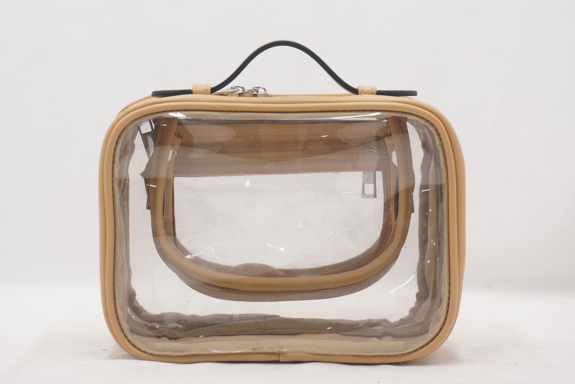 Nuevo transparente portátil ins estilo de alta calidad de doble capa de almacenamiento cosmético bolsa de viaje de gran capacidad bolsa de lavado a prueba de agua