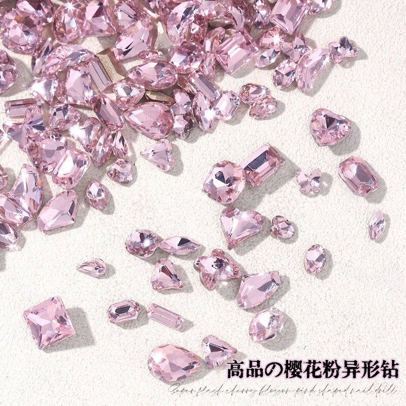 Nail art jewelry diamond net red girl powder nail art diamond jewelry pointed bottom love diamond jewelry crooked heart K9 crystal nail art jewelry