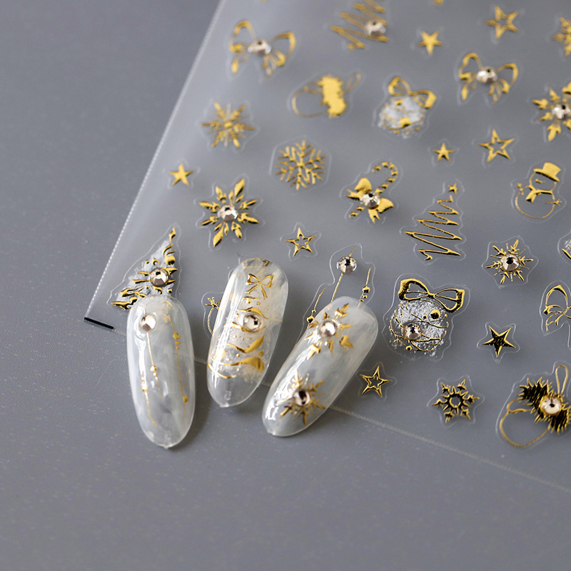Three dimensional nail stickers with bow