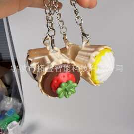 跨境热卖迪拜软糯曲奇点击器钥匙扣食物系列背包挂件个性吊饰仿真