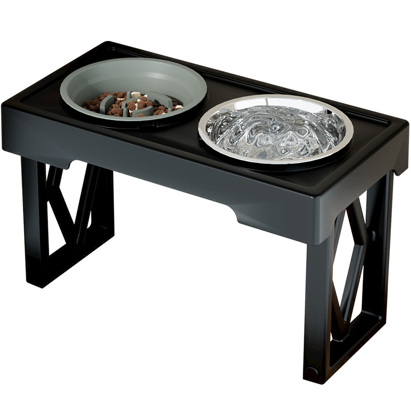 Comercio exterior transfronterizo para perros comida lenta tazón de cabello dorado elevación ajustable tazón de elevación tazón de perros grandes tazón de acero inoxidable para mascotas doble tazón