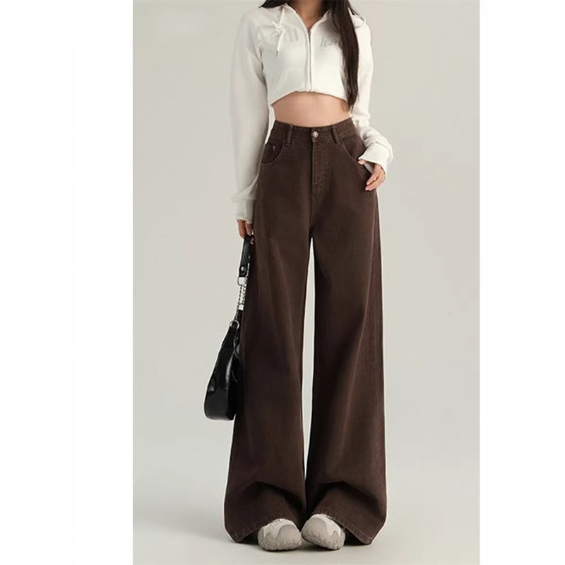 Melard Coffee Brown Wide-Leg Jeans for Women 2025 Trendy Versatile New Hot Style Autumn and Winter Straight Pants Melard Coffee Brown Wide-Leg Jeans for Women 2025 Trendy Versatile New Hot Style Autumn and Winter Straight Pants
