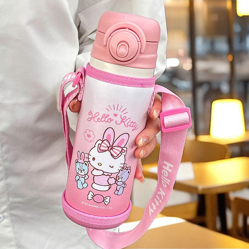 Sanrio Kitty Ultraman Cup Cover for Children, Primary School Students, Food-Grade 316 Portable Insulated Water Bottle, Cute