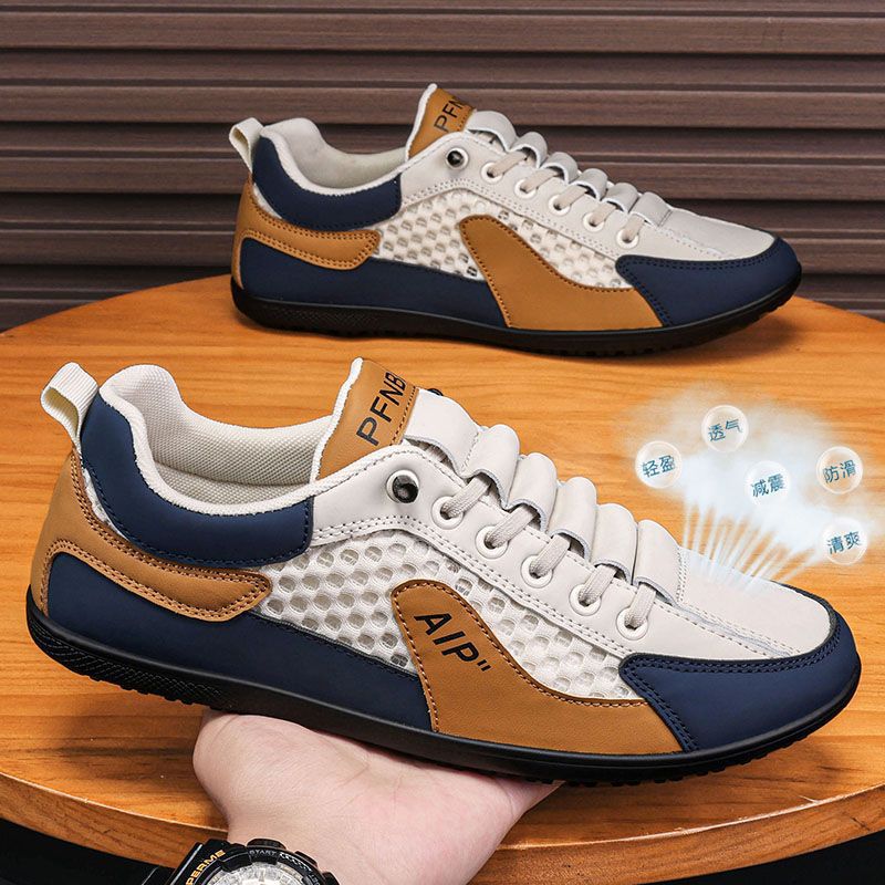 Zapatos deportivos para hombre verano nuevos zapatos de deporte de malla hueca transpirables zapatos casuales de un solo pie de suela suave ligera para hombre