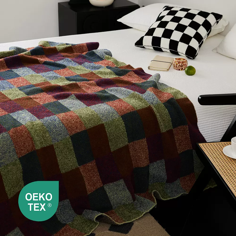 英伦风冬季绒盖毯加厚复古四色格子提花针织毯子卧室沙发毯搭巾