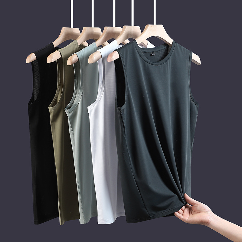 Silk breathable quick dry camouflage summer solid sports base vest…