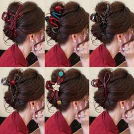 抓夹大号发量大发夹女后脑勺鲨鱼夹发卡2025新款盘发韩系夹子头饰